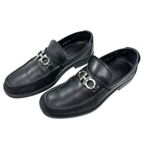 Ferragamo David Leather Loafers Gancini Horse Bit Moc Toe Lug Sole Size 10 EE